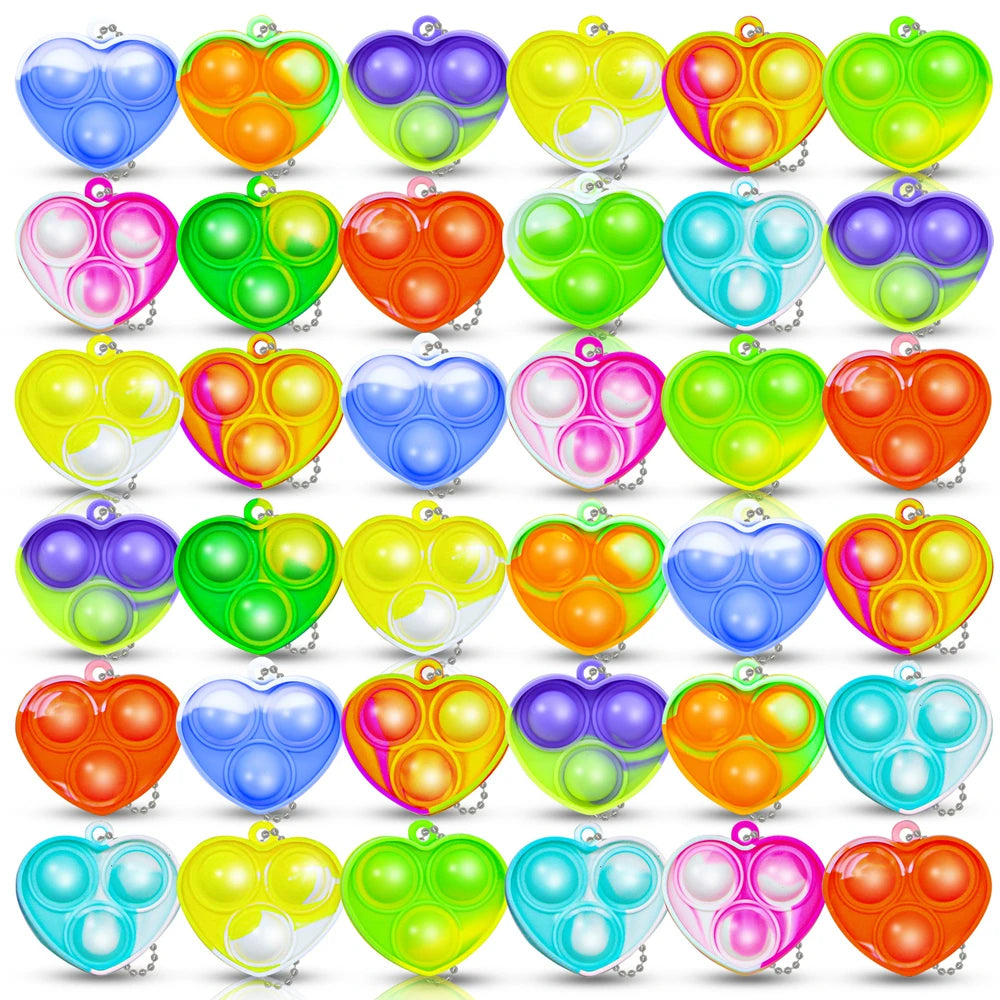 12/24 Pcs Mini with Key Chain Press Bubbles for Kids Adults Birthday Party Gifts Decoration Wedding Guest Gifts Carnival Prizes
