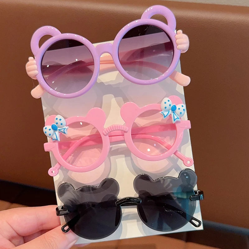 2/3Pcs Boy Girl Cute Bear Frame Bowknot Kids Children Fashion Glasses Eyewear