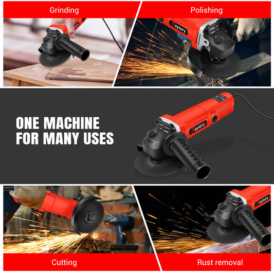 DayPlus 115mm Angle Grinder 4.5 inch 240V 5000W 12000rpm Electric Grinding Sander Corded for Metal,Tile Cutting Polishing M14