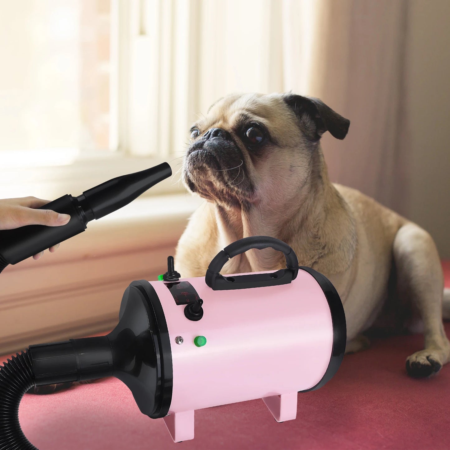 VickyHome Dog Hair Dryer 2800W Low Noise&3 Nozzles&Extendable Hose Blaster Grooming Dryers Adjustable Temperature for Pets Cats