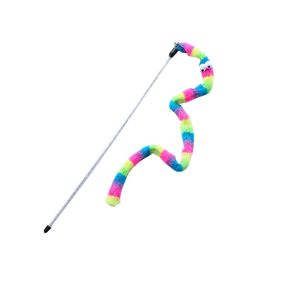 Cat Toys Cute Funny Colorful Rod Teaser Wand Plastic Pet Toys for Cats Interactive Stick Pet Teaser Cat Supplies