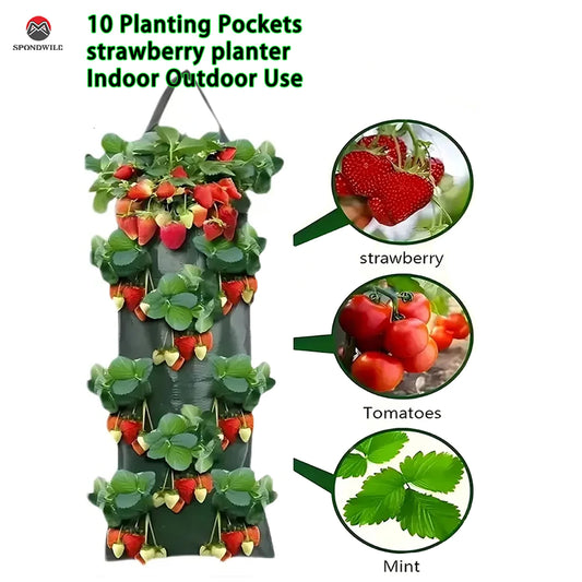 Hanging Strawberry Planter Hanging Planter, Vertical Garden Bag for Balcony, Durable Outdoor Indoor Grow Bag