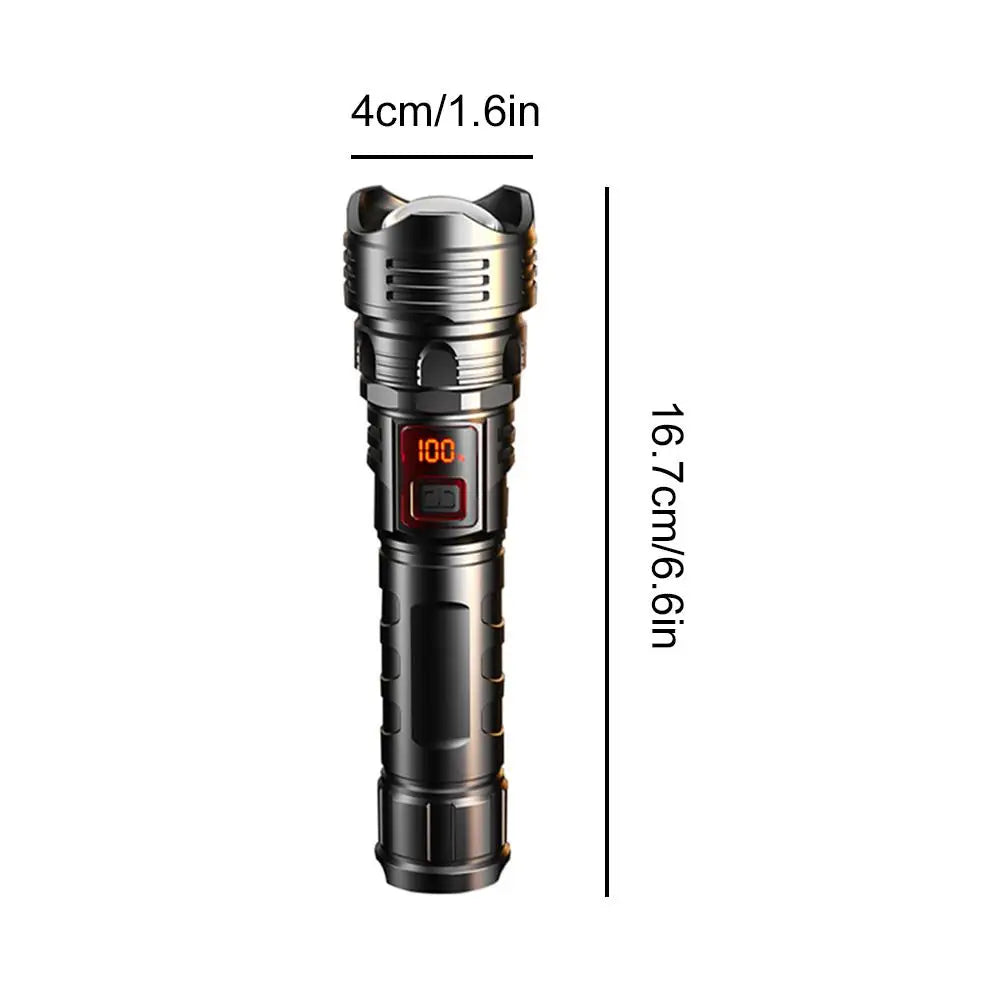 LED Flashlight Super Bright Rechargeable Portable Ultra Power Torch Lamp Retractable Digital Zoom Hand Light For Camping Ou K5Y6