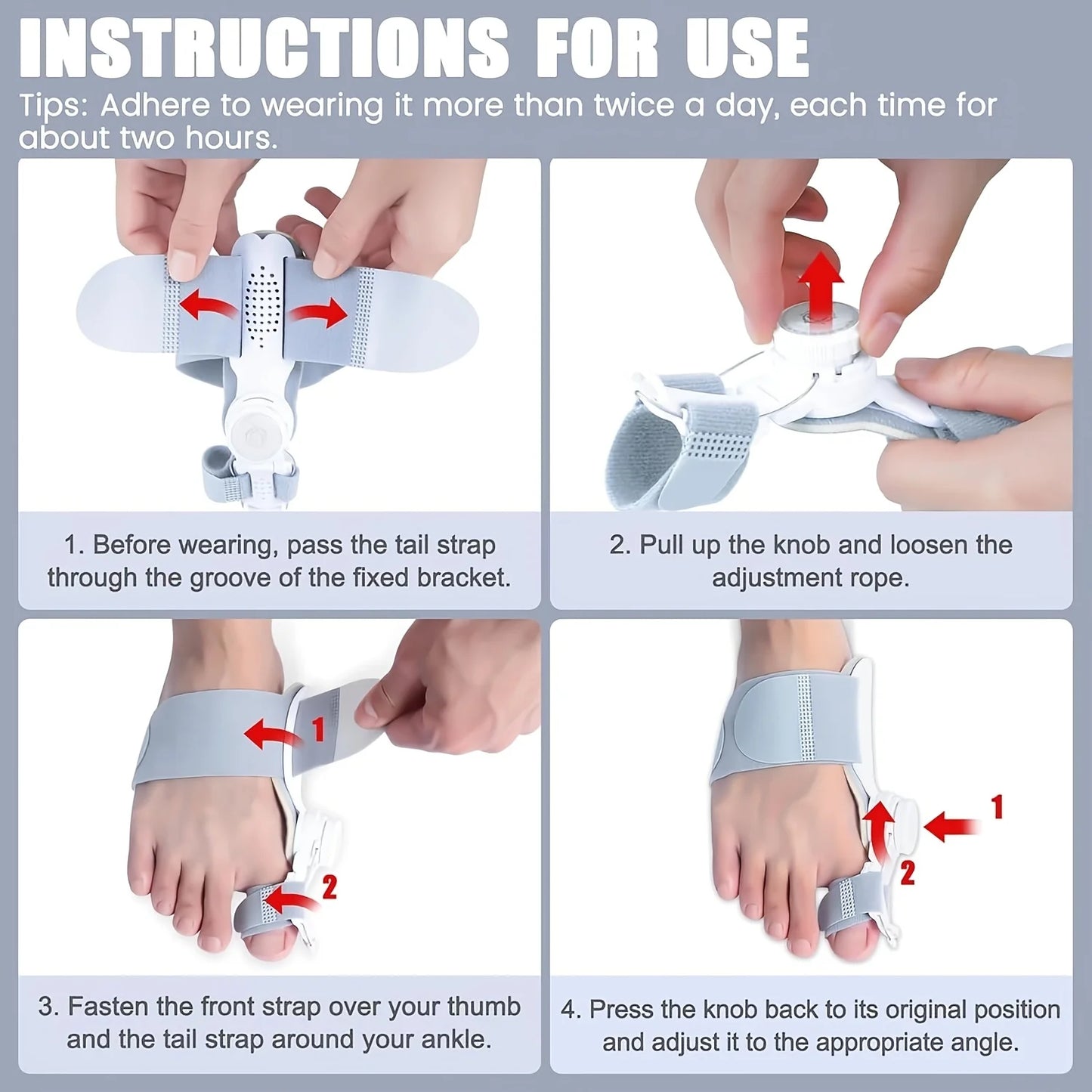 Big Toe Orthopedic Toe Straightener Hallux Valgus Orthotics Adjuster Correction Bunions Corrector for Left & Right Feet Rotatabl
