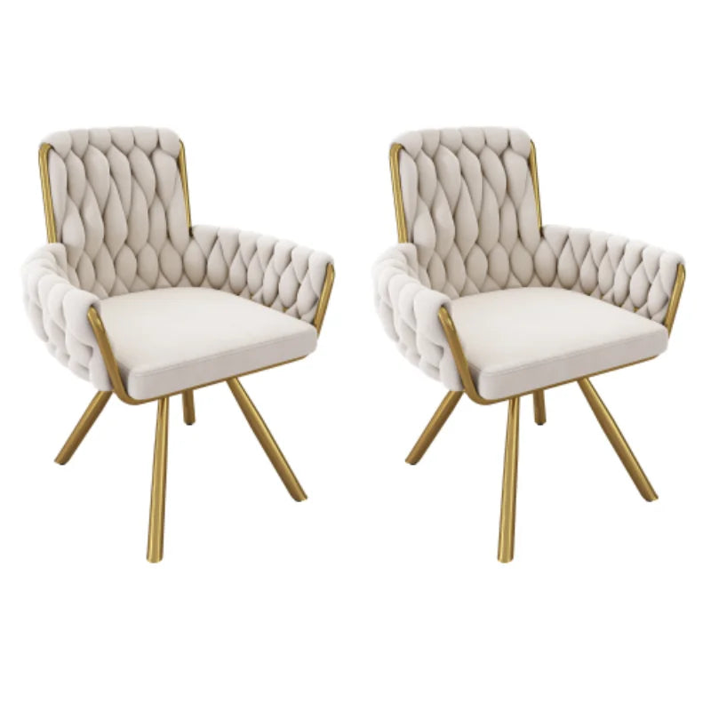 Set of 2/4/6,velvet dining chair,Armchair,single luxurious Leisure swivel chair with four metal support legs,beige