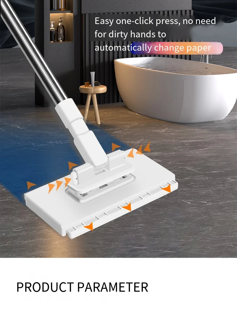 Reusable Dust Mop for Floor Cleaning Automatic Clamping Mop Clamp 100cm Wiper Floor Household Cleaning Cloths for Dust Removal