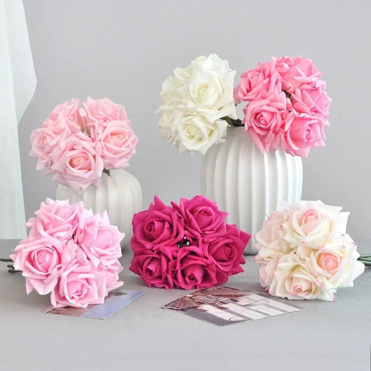 5 Head Curled Rose Bouquet with Artificial Moisture Sensation High-end Silk Flower Home Decoration Wedding Decoration