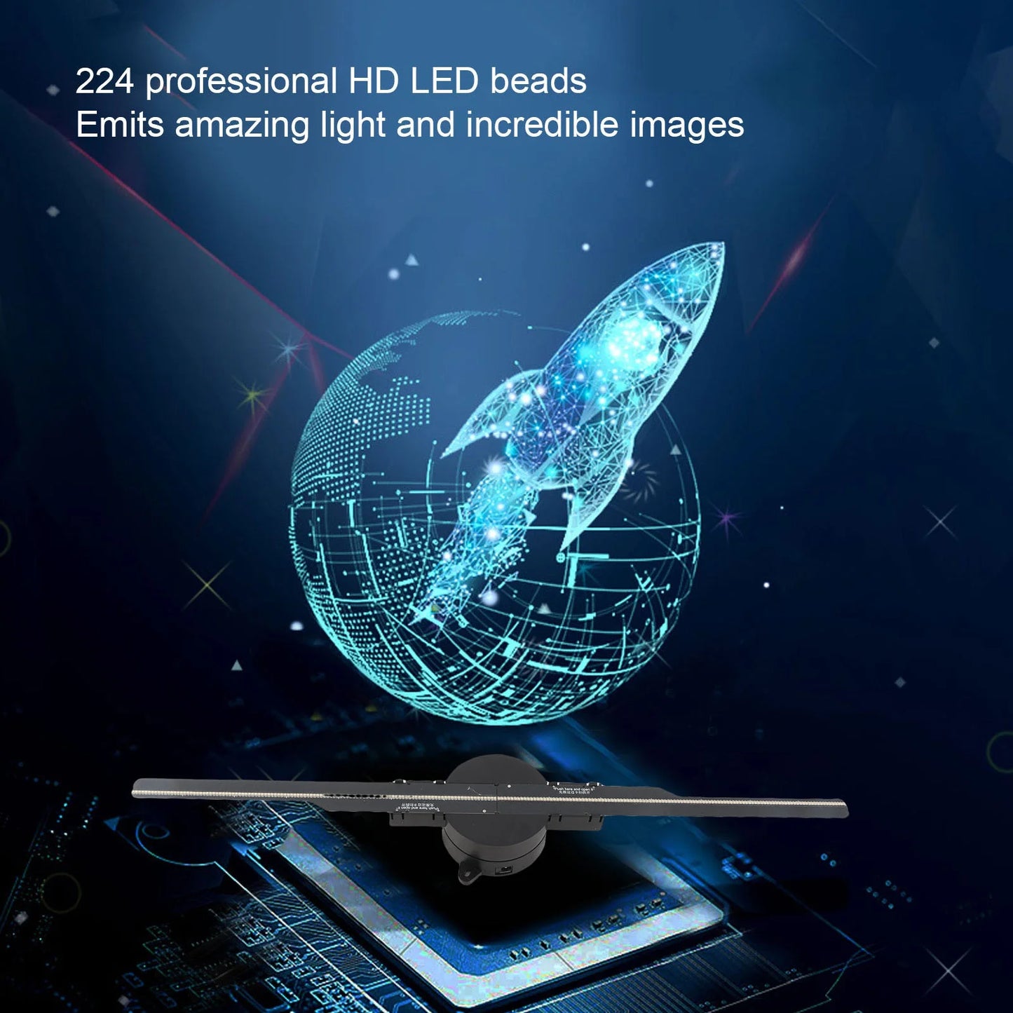 3D Hologram Fan 16.5in 2000x224 WiFi 3D Projector with 224 LED Light Beads for Business Store Advertising 100‑240V