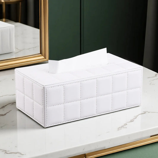Elegant PU Leather Square Tissue Holder for Coffee Table, Decorative Napkin Paper Case for Home Hotel Restaurant Living Rooms