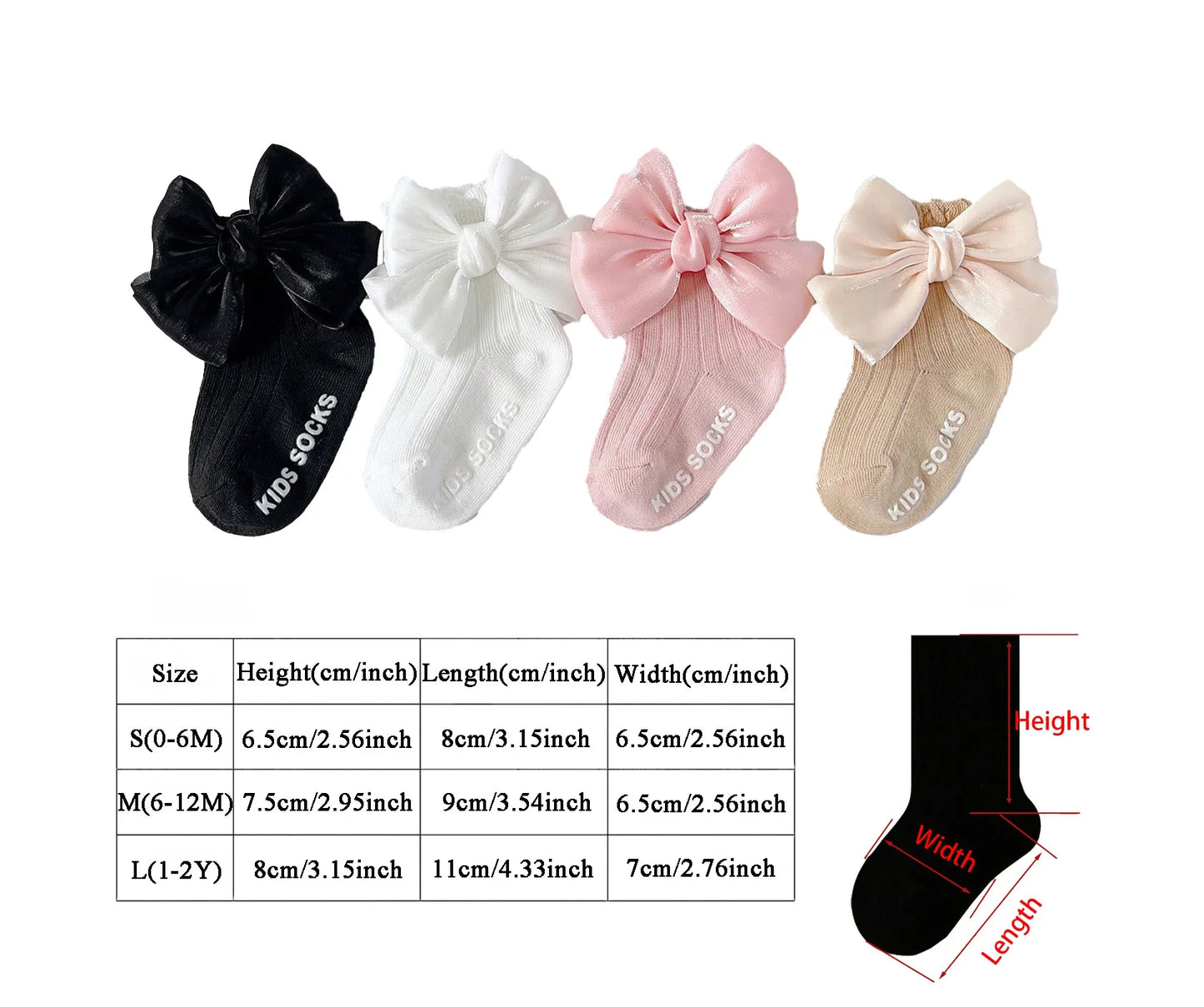 4 Pairs Baby Bow Soft Learning Step Anti Slip Floor Socks,Baby Ankle Socks Suitable for 0-24 Months, Baby Fashion Socks Set Girls