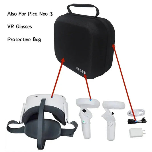FICEP Bag For Oculus Quest 2 /Meta Quest 3/ Pico 4 Case Portable Boxes VR Headset Travel Carrying Case Hard EVA Storage Box Bag