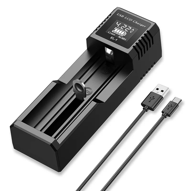 USB LCD Battery Smart Charger 1 / 2 Slots Dual For 18650 3.7V Rechargeable Lithium Battery For 1.2V NI-MH AA / AAA Battery