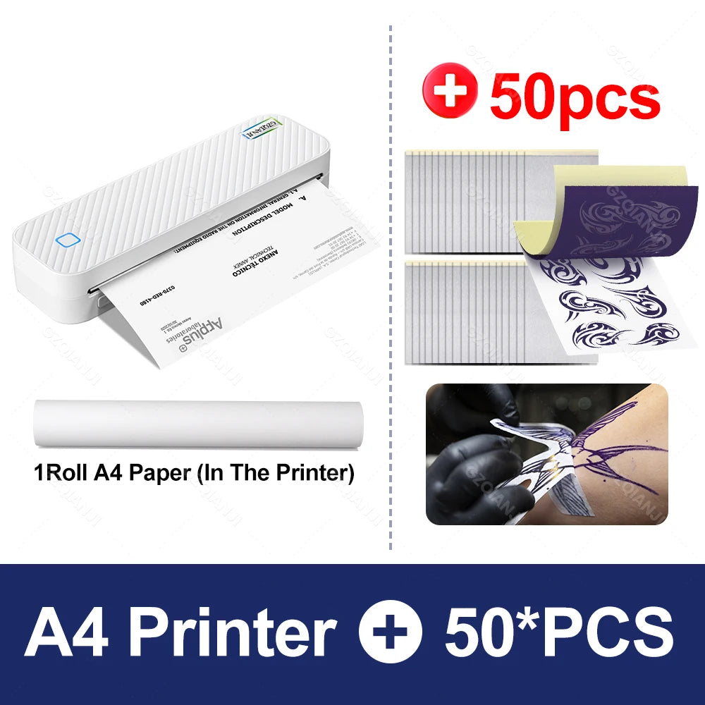 A4 Printer Portable USB Bluetooth Wireless Thermal Tattoo Transfer Maker with Paper Case Support Mobile Smartphone Android Print