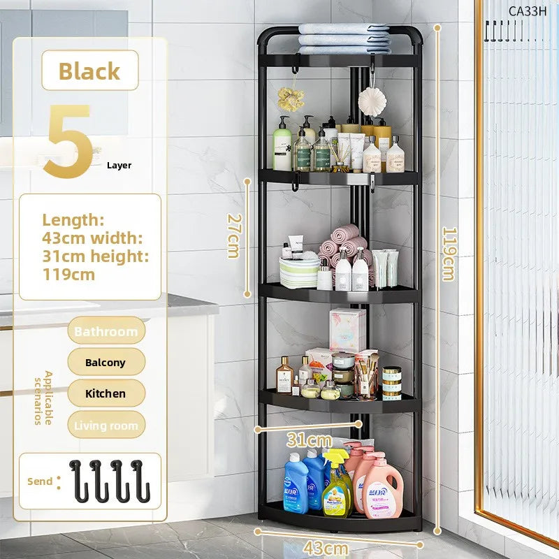 Bathroom storage rack, seam storage rack, household toilet corner storage rack, floor-standing bathroom triangular rack