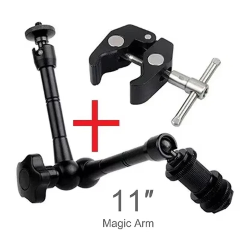 Super Clamp 7/11 inches Adjustable Magic Articulated Arm for Mounting Monitor LED Light LCD Video Camera Flash Camera DSLR