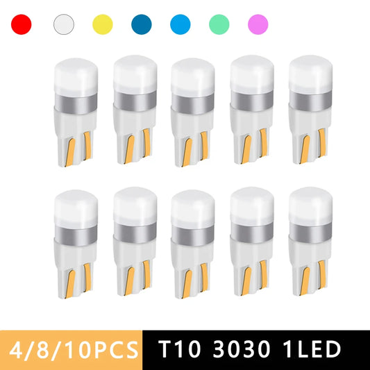 2/4/10Pcs Super Bright T10 3030 1 LED W5W Car Dome Light 12V Auto Clearance Reading Lamp 6000K Vehicle Door Bulb Accessories