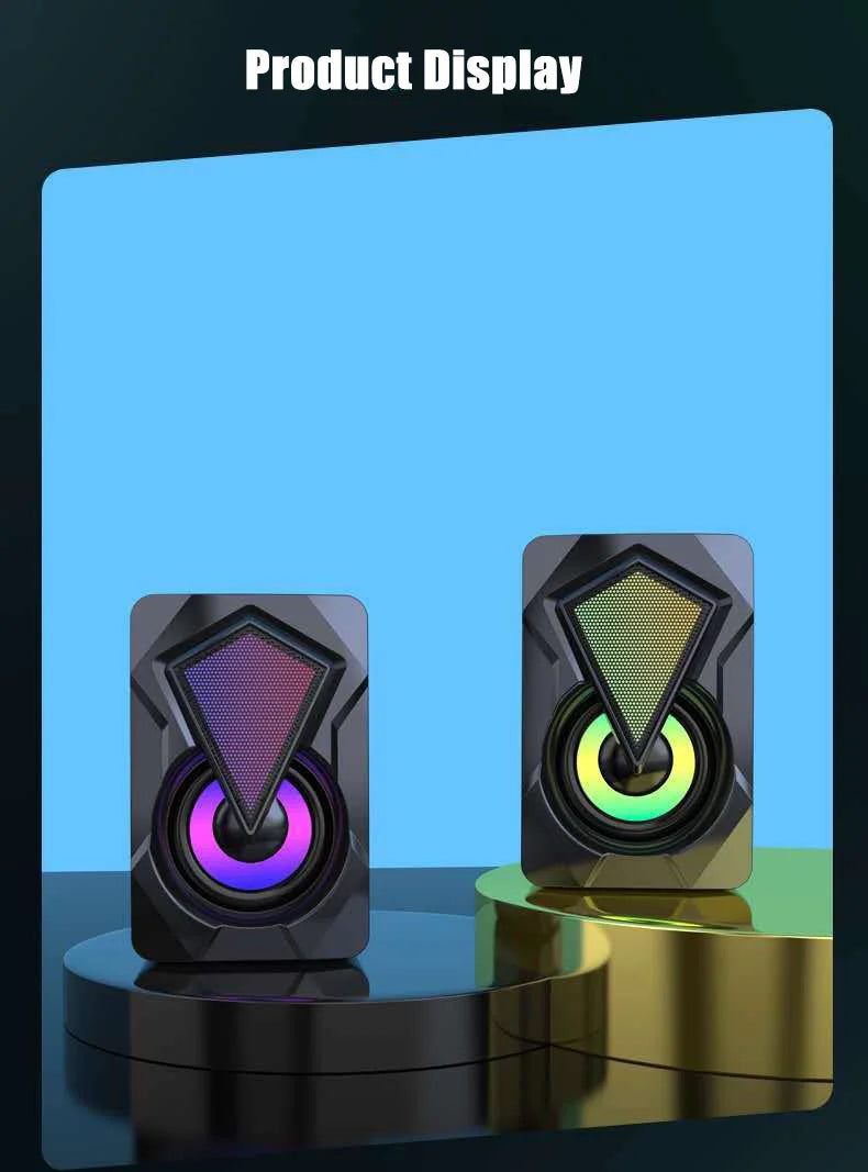 New X2 computer speaker, illuminated desktop laptop, multimedia mini wired RGB speaker