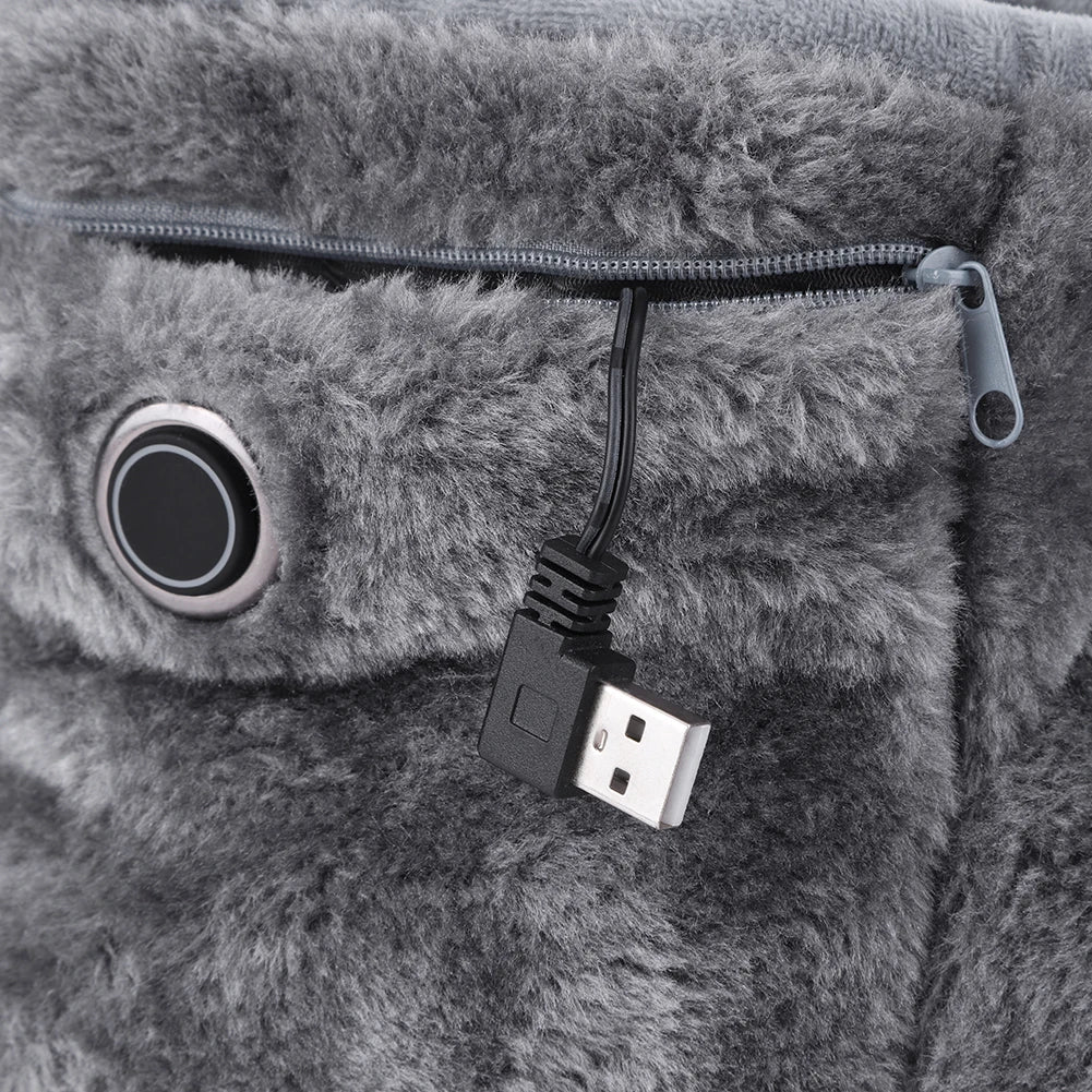 USB Heater Shoes Men Women Winter Warm Snow Boots Foot Warmer Plush Heating Rechargeable Slippers Electric Heated Shoes Feetwear