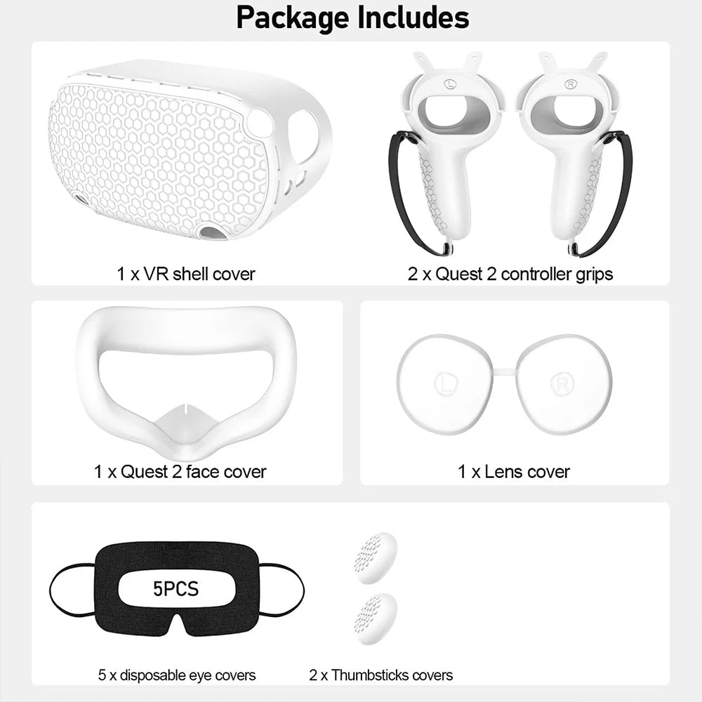 Silicone Protective Cover Shell Case For Oculus Quest 2 VR Headset Head Face Cover Eye Pad Handle Grip Button Cap VR Accessories