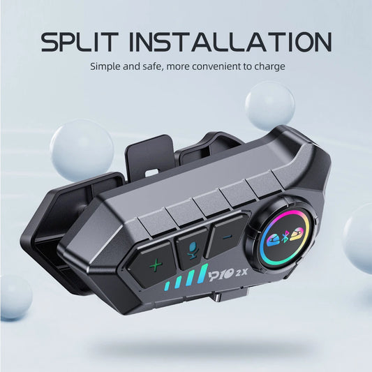 Kebidumei YP10 2X Wireless Bluetooth5.3 Motorcycle Helmet Intercom Headset Waterproof 300 m Intercomunicador Speaker Earphone