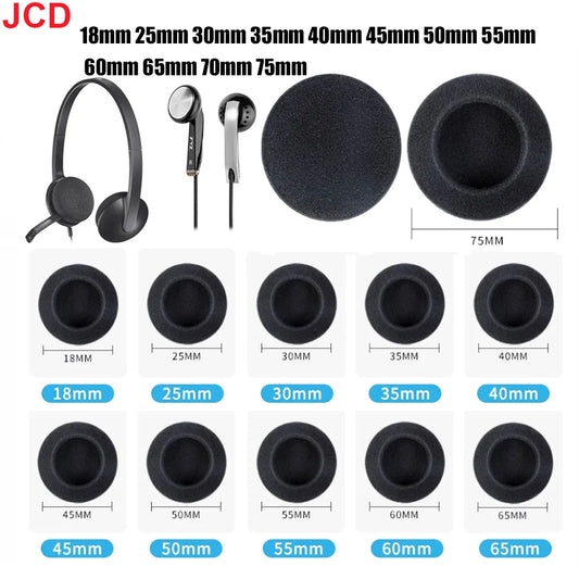 10pc Thickened Foam Ear Pads For Headphones Sponge Replacement Cushions Covers Earphones Case 35mm 40mm 50mm 55mm 60mm 70mm 75mm