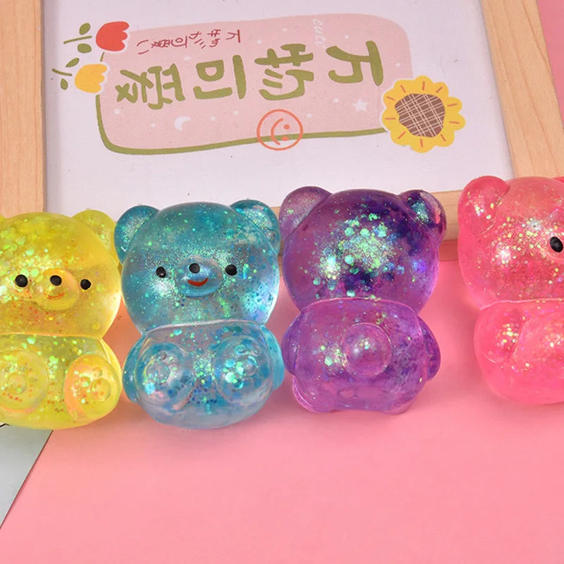 Fidget Bear Toy Squishys Glitter Gummy Bear Small Cute Animal Anti Stress Fidget Splat Decompressions Vent Squeeze Toy 2026 New