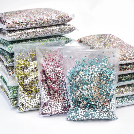 Oleeya Wholesale Flatback Silver bottom Resin Cтразы Non hotfix Rhinestones in Big Package Glitter Crystals and Strass For 네일파츠