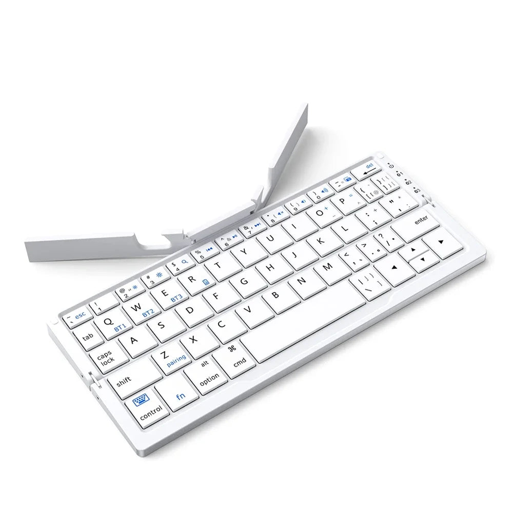 Portable Wireless Folding Keyboard for IPad IPhone Mac with Phone Holder Rechargeable Ultra-thin Wireless Bluetooth Keyboard
