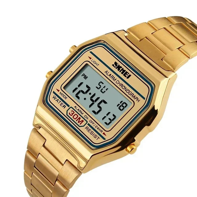 SKMEI Digital Sports Watch for Men Luxury Stainless Steel Electron Waterproof Mens Wristwatches Clock 1328 Reloj Hombre 1123