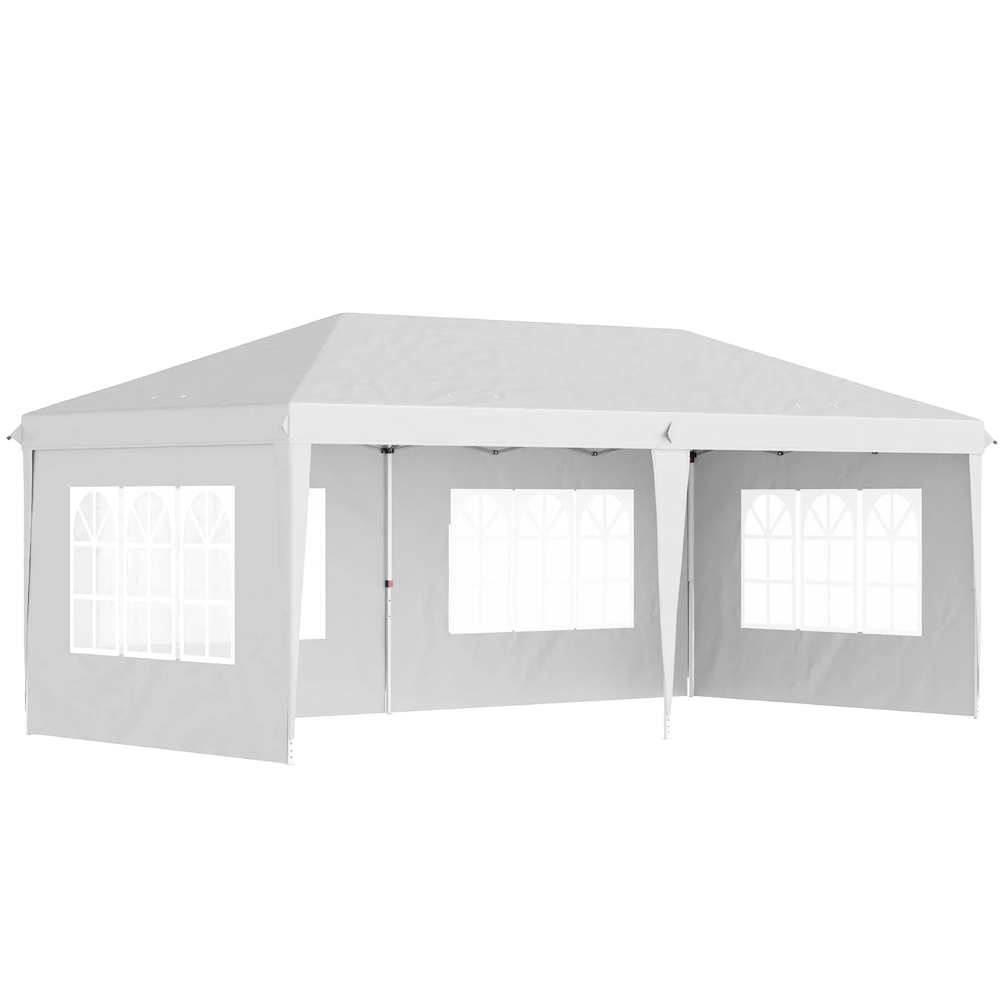 Outsunny 3 x 6m Garden Pop Up Gazebo, Height Adjustable Marquee Party Tent with Sidewalls, Storage Bag, Black