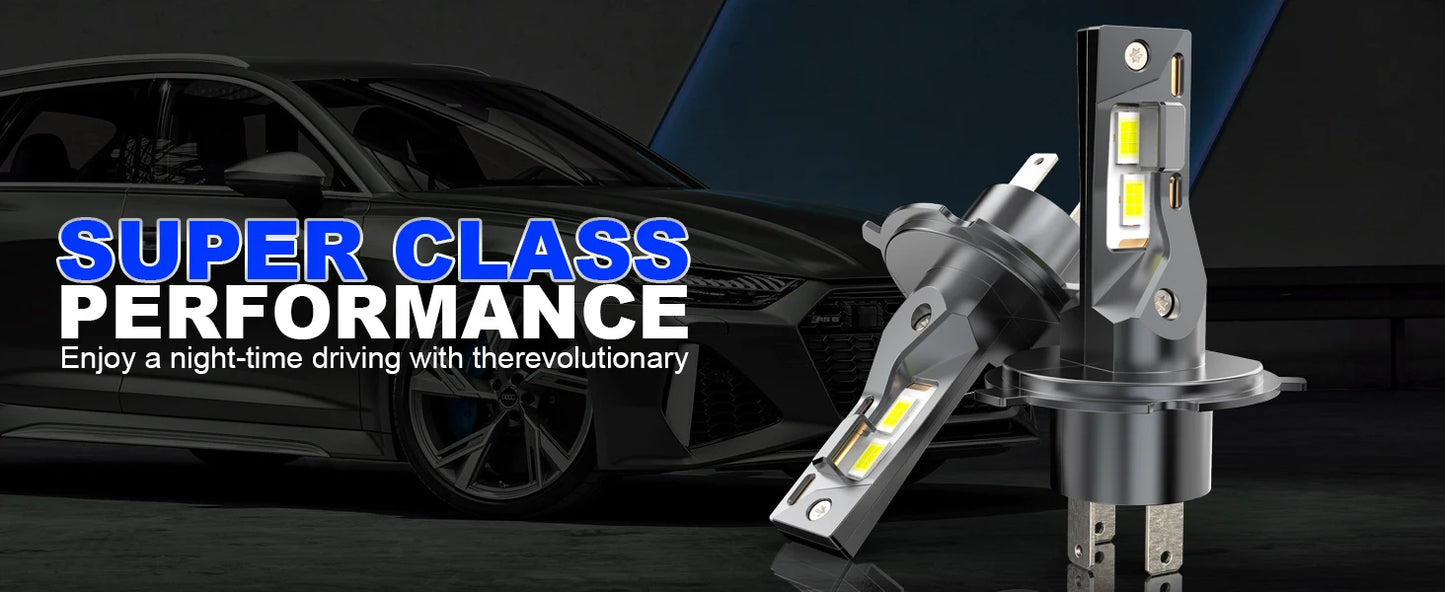BEAMFLY 100W LED H4 Headlight Bulbs H7 Canbus Wireless Diode Light 6500K White 20000LM CSP Plug&Play Car Headlight Assemblies