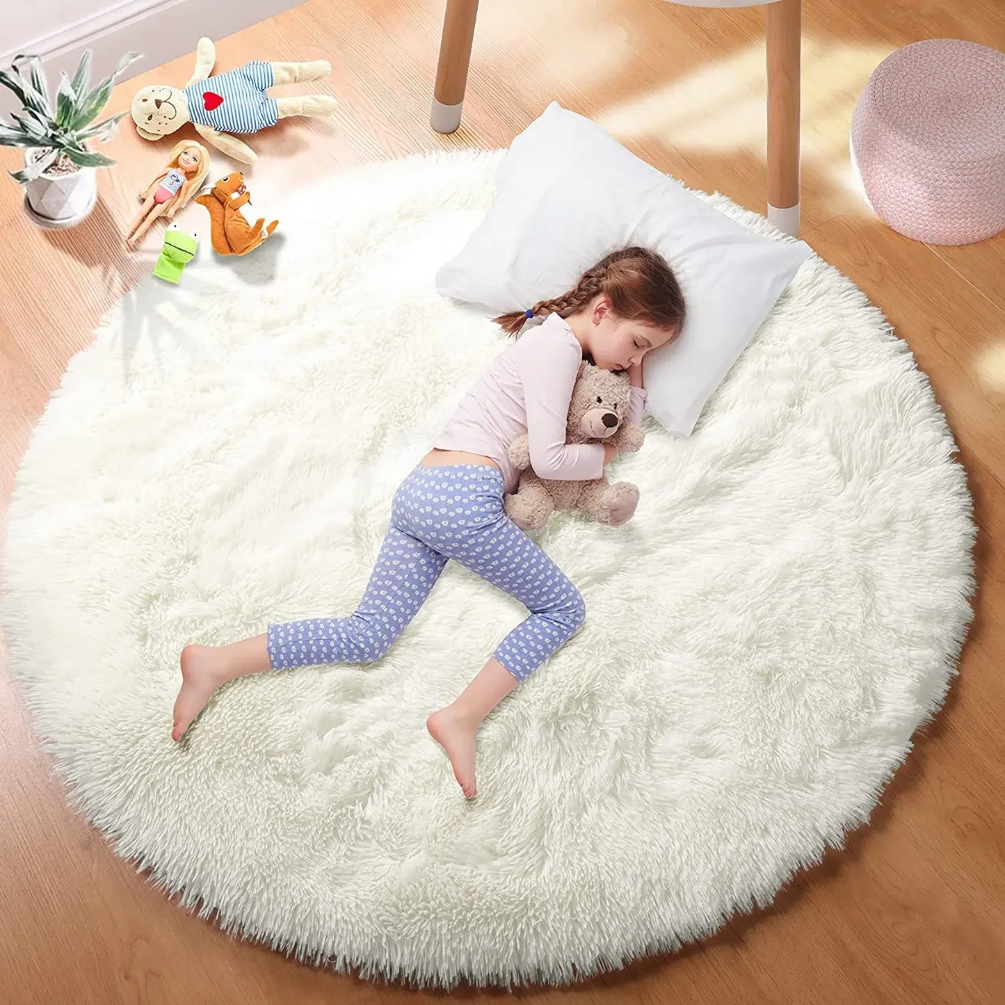 Super Soft Plush Round Rug Mat Fluffy White Carpets For Living Room Home Decor Bedroom Kid Room Decoration Salon Thick Pile