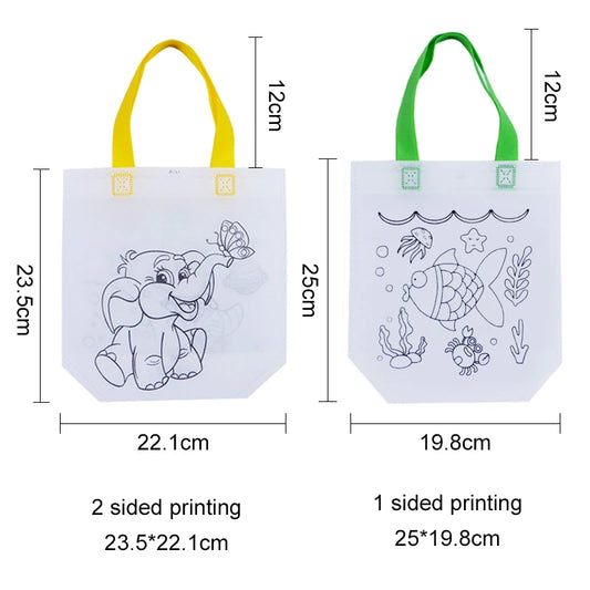 DIY Graffiti Bags with Coloring Marker Painting Non-Woven Gift Bags For Kids Birthday Party Favor Piñata Filler Party Supplies