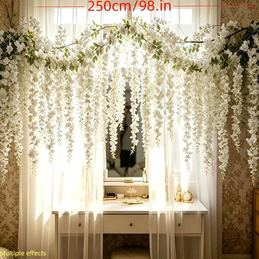 22PC White Rose Vine Wall Hangings and Easy-to-hang White Orchid Flowers Sets Suitable for Various Settings for Homes Wedding