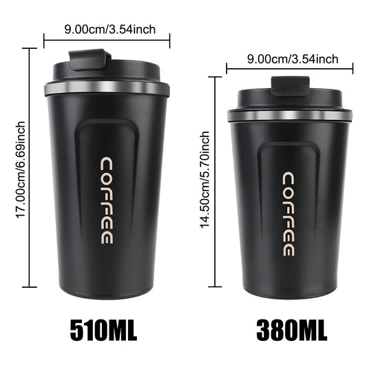 Thermo Cafe Car Thermos Mug for Tea Water Coffee Leak_Proof Travel Thermo Cup Coffee Mug 380/510ML Double Stainless Steel