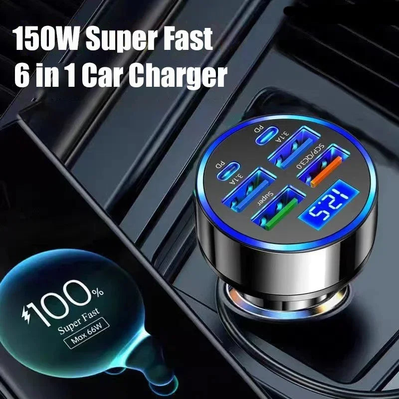 350W USB Car Charger PD QC3.0 USB C Car Phone Charger Type C Adapter for iPhone Samsung Huawei Xiaomi Quick Charge 