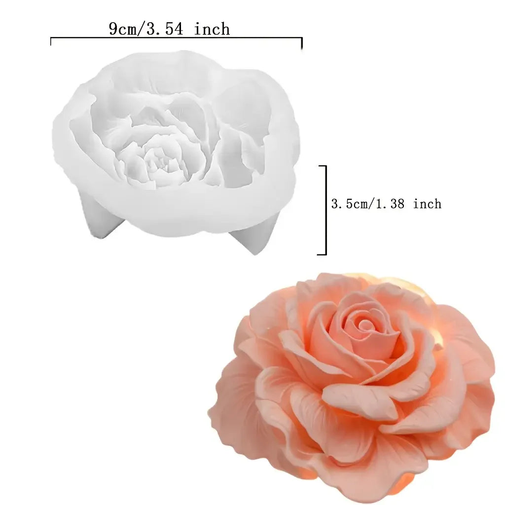 1-Cavity Rose Flower Mold - Non-Stick Silicone Mold for Candles, Soap, Plaster, and Aromatherapy - Easy to Demold, Reusable Floral Mold, Suitable for DIY Home Decor, Weddings, Parties - Suitable for Beginners and Professional