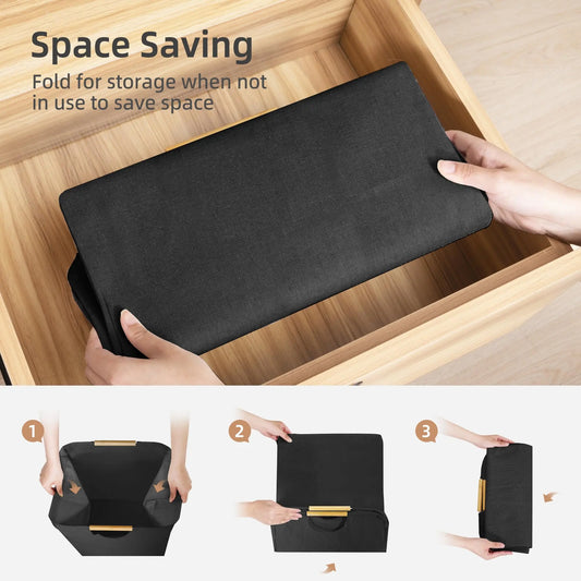 Large Capacity Laundry Basket Portable Dirty Clothes Storage Basket With Handle Black Durable Linen Foldable Laundry Basket