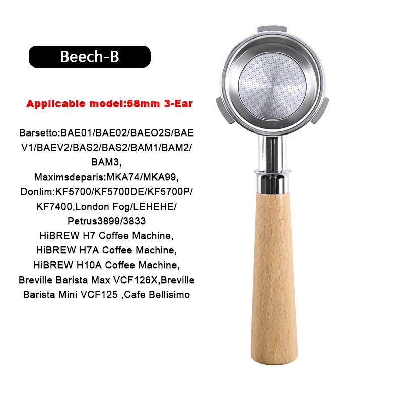 58mm 3-Ear For Hibrew h7 h7a h10a Espresso Bottomless Portafilter Breville Barista Max/Mini/Signature Brew Basket Barista Tools