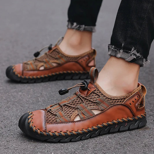 Hot Sale Summer Men's Sandals Outdoor Non-slip Men's Beach Sandals Handmade Genuine Leather Men's Shoes Fashion Men Sneakers
