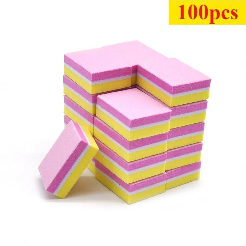 10-100psc Mini Buffing Sanding Files Block Pedicure Care Nail Art Buffer Polish Manicure Pedicure Nail File Tools Nail Charm new
