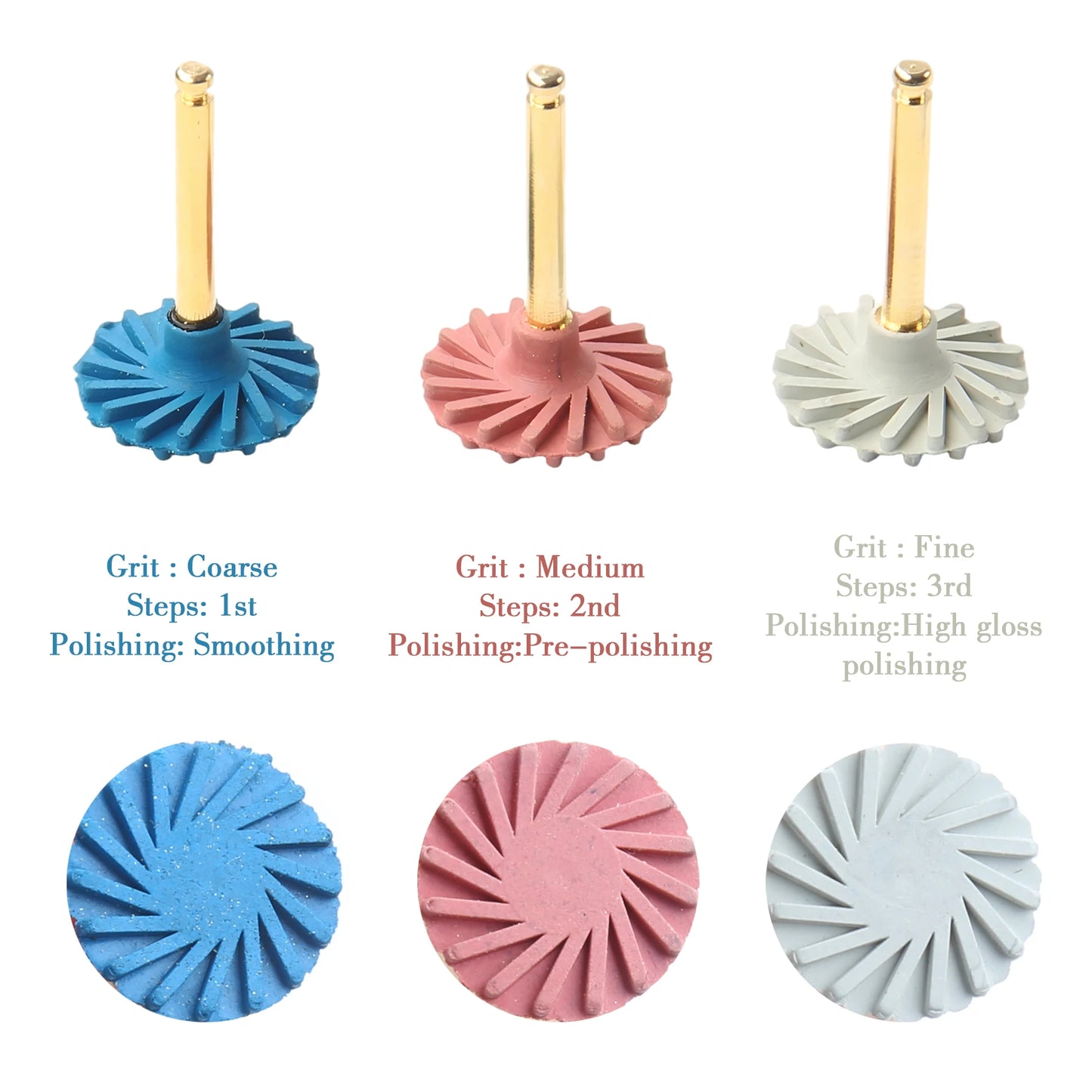 6Pcs/Set Dental Rubber Polisher Composite Resin Polishing Discs Diamond System Burs RA Dentistry Polish Wheel Spiral Flex Tools