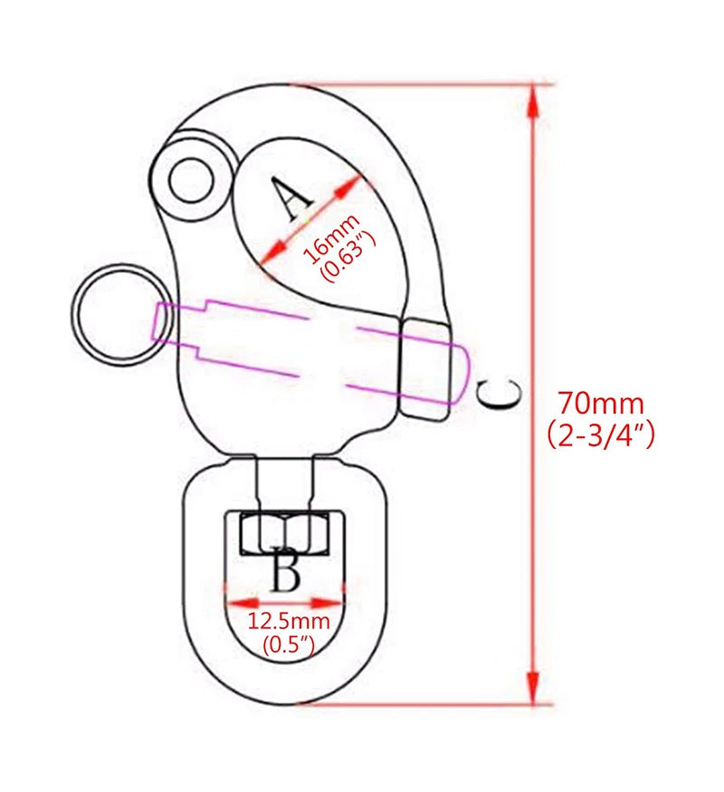 Swivel Eye Snap Shackle Quick Release Bail Rigging Sailing Boat Marine 316 Stainless Steel Clip