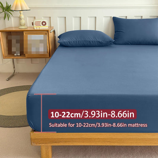 Summer Cooling Fitted Sheet Breathable Fabric With Elastic Band Solid Color Skin-friendly Fitted Sheet Cooling For Night Sleep
