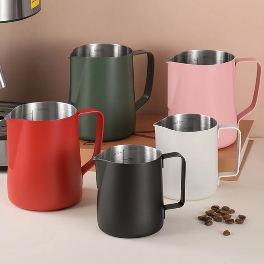 350/600ML Coffee Milk Frothing Pitcher Jug 304 Stainless Steel Precise Scale High Quality Latte Barista Professional CafeUtensil