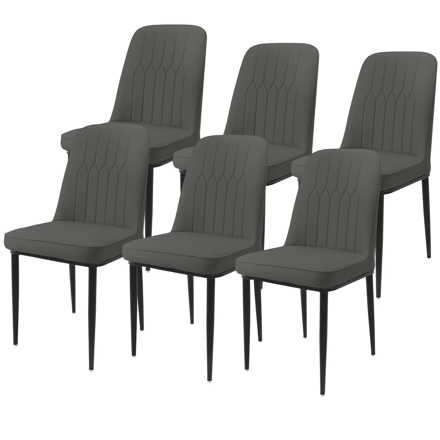 Durrafy High Back Dining Chairs 6-Piece Set, Modern Kitchen Side Chairs, Durable Metal Legs, Easy Cleaning for Daily Use