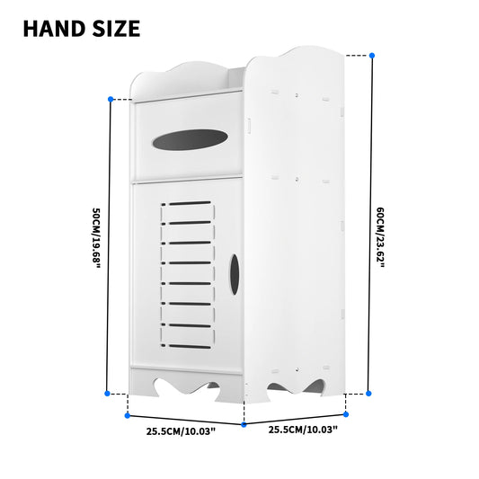 Bathroom Floor Cabinet, Bathroom Storage Cabinet Unit White Waterproof Wooden Cabinet with 2 Layers and 1 Doors Storage Unit
