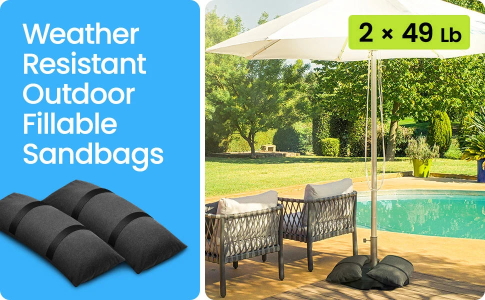 2PCS Umbrella Base Weights Outdoor Fillable Sandbags Weatherproof Patio Furniture Arched Sandbag Weights for Umbrella Stand