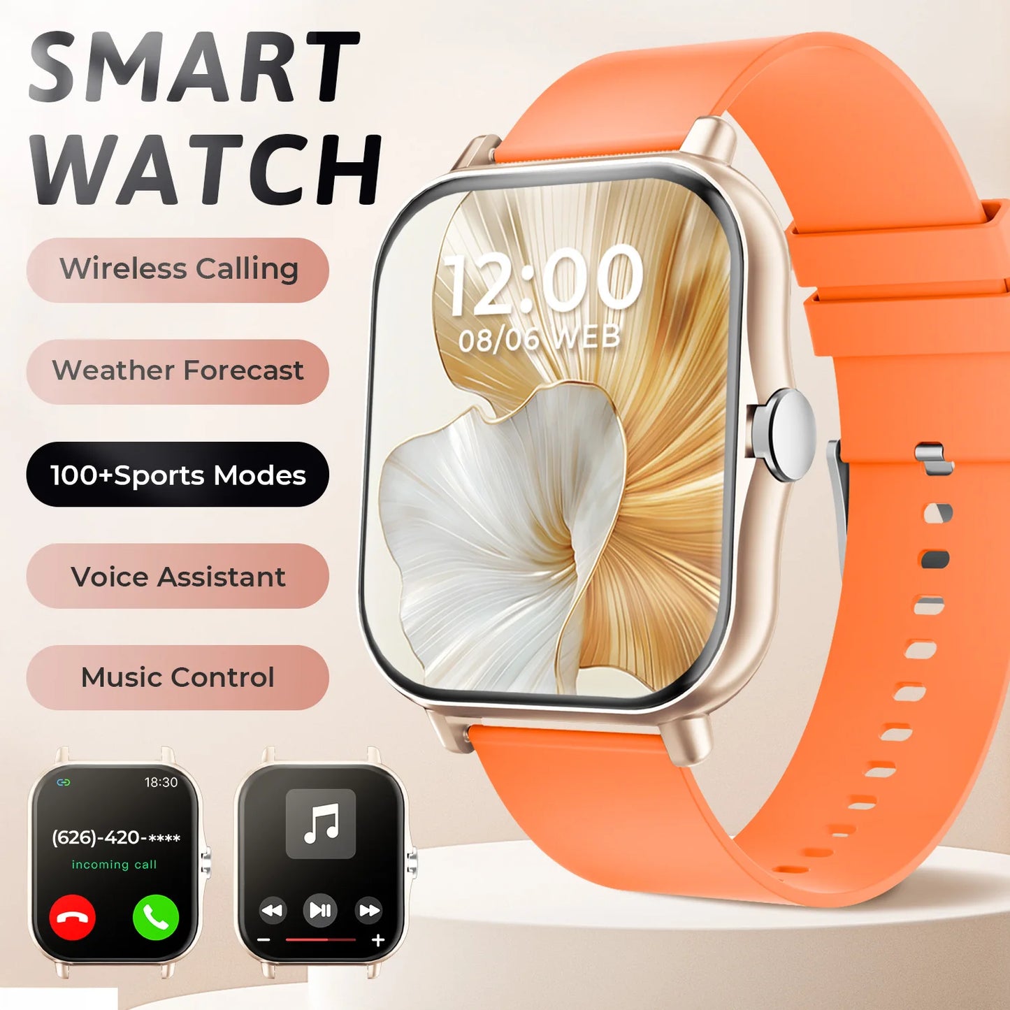 2026 New Smartwatch Bluetooth Call Fitness Tracker Heart Rate Sleep Record Outdoor Sport Watch for Android/IOS Men Women Gift
