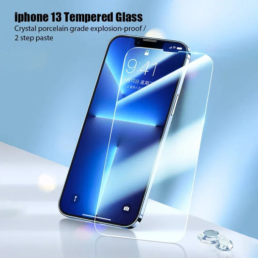 4PCS Tempered Glass for iPhone 11 12 13 14 15 16 17 Pro Max Screen Protector for iPhone 13 12 Mini 16 15 14 Plus XR X/XS Glass